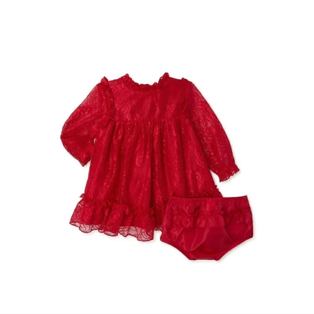 Nwt Holiday Christmas Valentine's Day  Baby Girl's Lace Dress